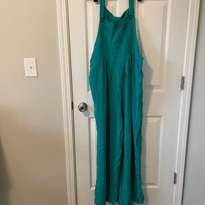 Teal Wide-Leg Overalls
